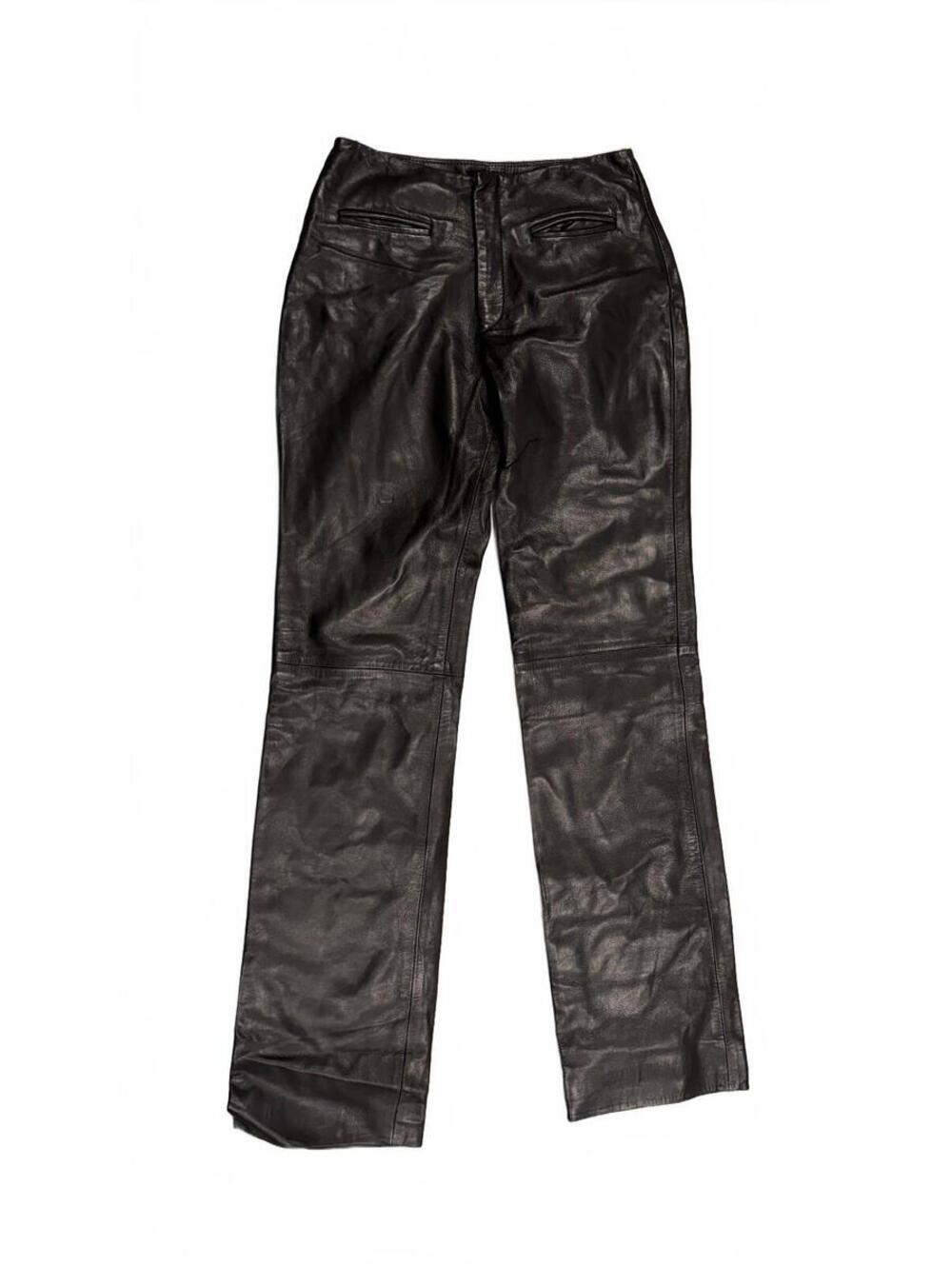 Vintage MLC Black Genuine Leather Straight Leg Pants Size 4